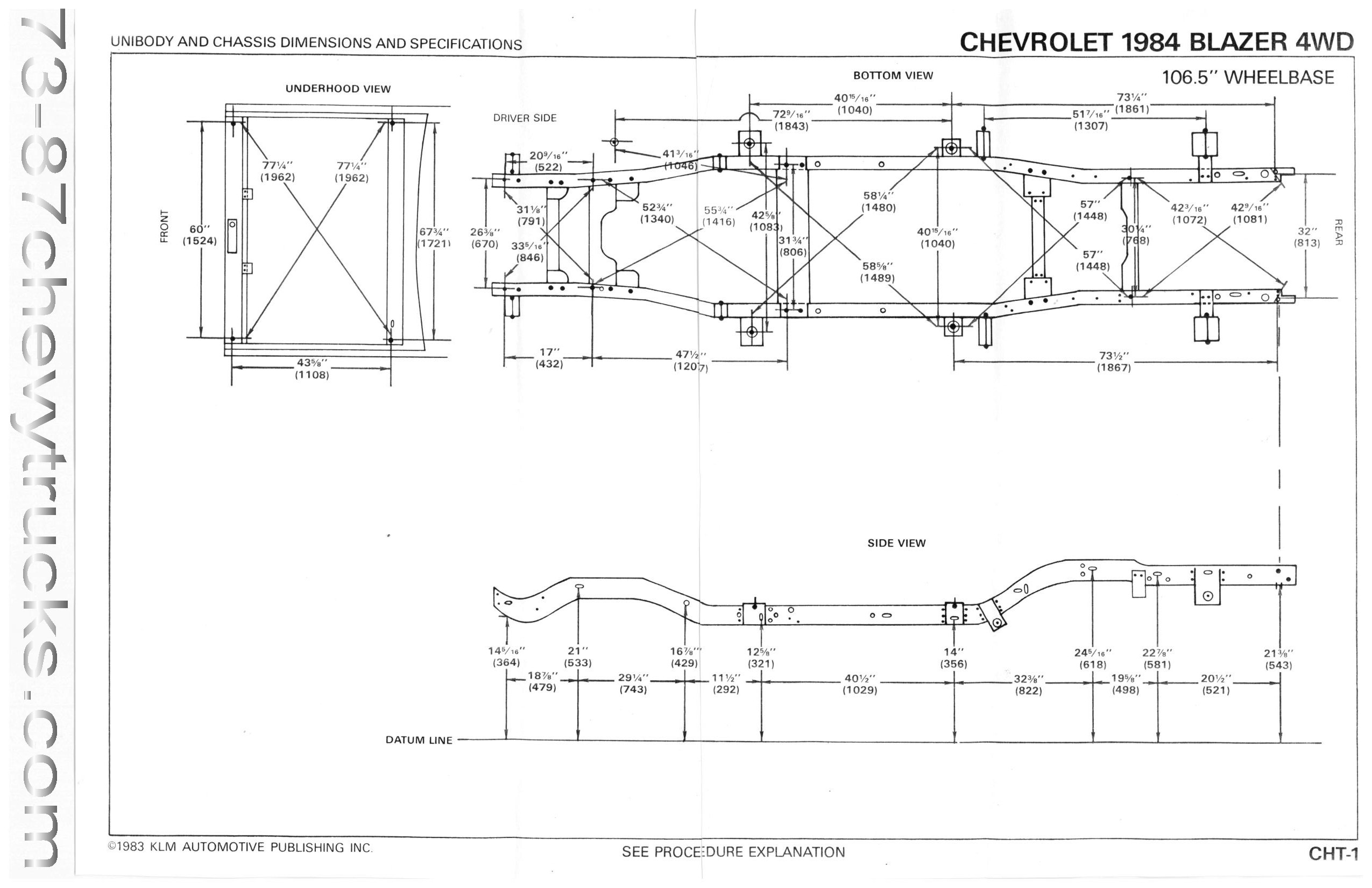 Dimensions Chevy Blazer Frame S10 Specs Diagram Truck Chassis 1984 73 Fuel ...